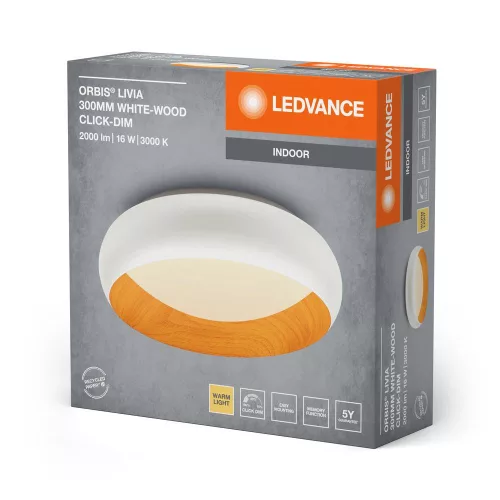 LED Mennyezeti Lámpa Felületre Szerelhető 16W 750lm 3000K Meleg, Szabályozható Fehér Barna 30cm Orbis Ledvance