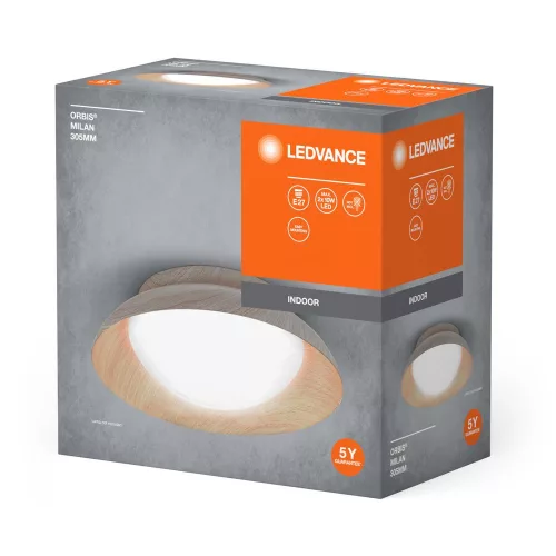 Mennyezeti lámpa, felületre szerelhető, E27, 30 cm, Orbis, barna, Ledvance