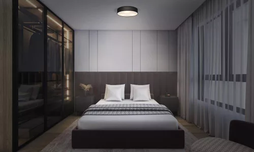 Mennyezeti lámpa, felületre szerelhető, E27, fekete, 30 cm, Orbis Ledvance