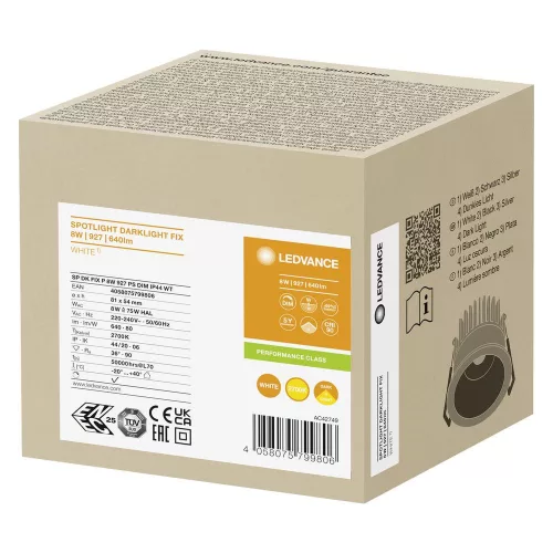 LED panel süllyesztett spotlámpa 8W 640lm 3000K meleg, szabályozható fényerejű fehér sötét fény Ledvance