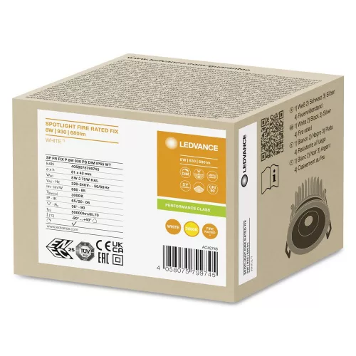 LED panel süllyesztett spotlámpa 8W 680lm CCT szabályozható fényerejű spotlámpa fehér, tűzálló, Ledvance