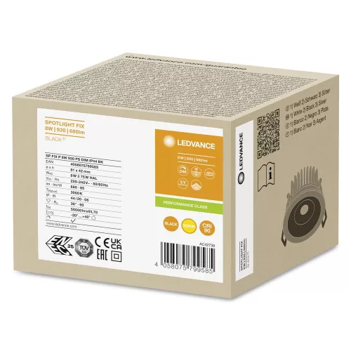 LED Panel Süllyesztett Spotlámpa 8W 680lm CCT Szabályozható Spotlámpa Fekete Fix Ledvance