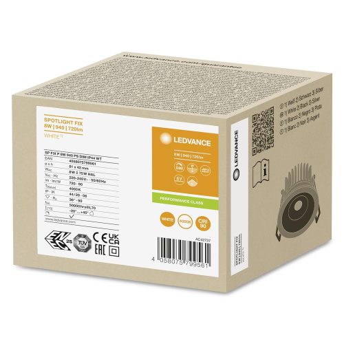 LED panel süllyesztett spotlámpa 8W 680lm 4000K semleges fényerejű, szabályozható spotlámpa fehér, fix fényerejű Ledvance