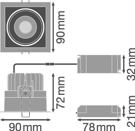LED Panel Süllyesztett Reflektor 8W 650lm CCT Spot Fehér Sötét Fény Ledvance