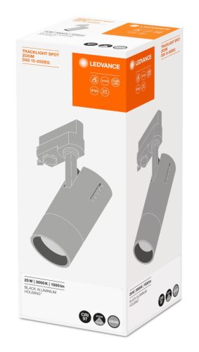 LED sínre szerelhető lámpatest 25W 1500lm CCT szabályozható fényerejű 3 fázisú állítható fekete sínre szerelhető lámpa Ledvance