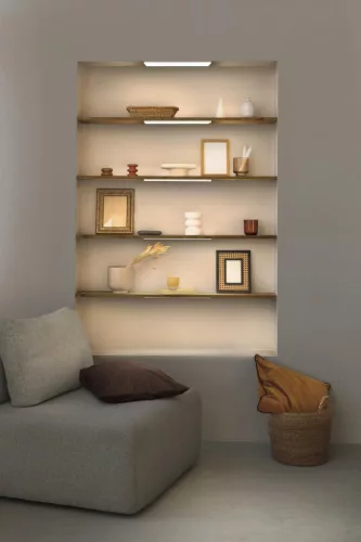 Szekrény alatti LED lámpa mozgásérzékelővel, keret nélküli, 7.5W, 450lm CCT, szabályozható fényerejű, fehér, 30x20cm, Szekrény alatti, Ledvance