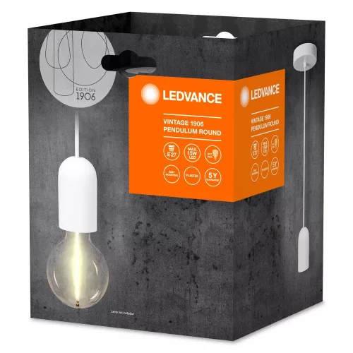 E27 Függesztett Mennyezeti Lámpa, Fehér, Vintage 1906 Ingás, Ledvance