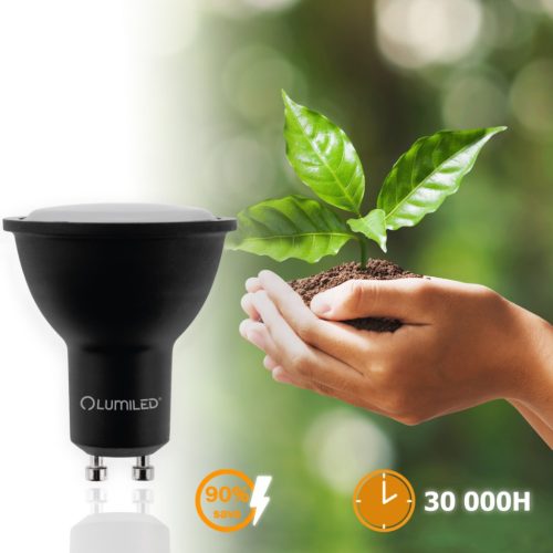 GU10 LED izzó 6W = 60W 580lm 6500K hideg 120° fekete LUMILED