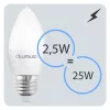 E27 B35 LED izzó 2.5W = 25W 249lm 6500K Hideg 180° LUMILED