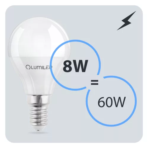 E14 P40 LED izzó 8W = 60W 806lm 3000K Meleg 180° LUMILED