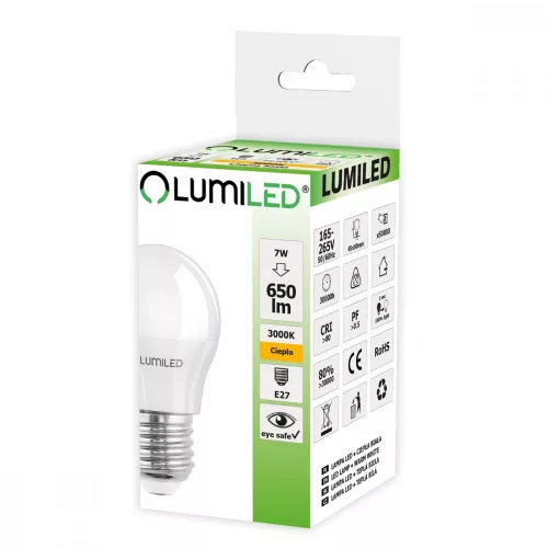 E27 P45 LED izzó 7W = 60W 650lm 3000K Meleg 180° LUMILED