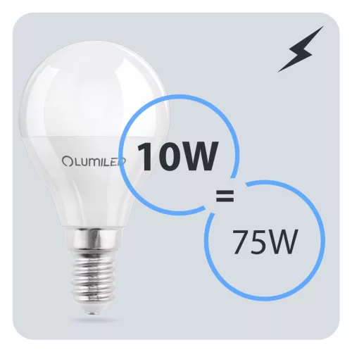 E14 P40 LED izzó 10W = 75W 1055lm 6500K Hideg 180° LUMILED