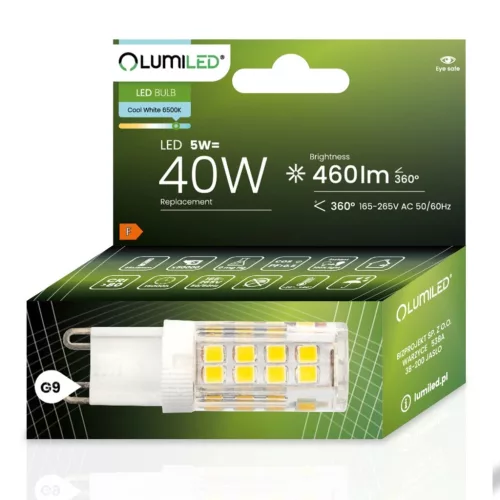 G9 LED izzó KAPSZULA 5W = 50W 470lm 6500K Hideg 360° LUMILED