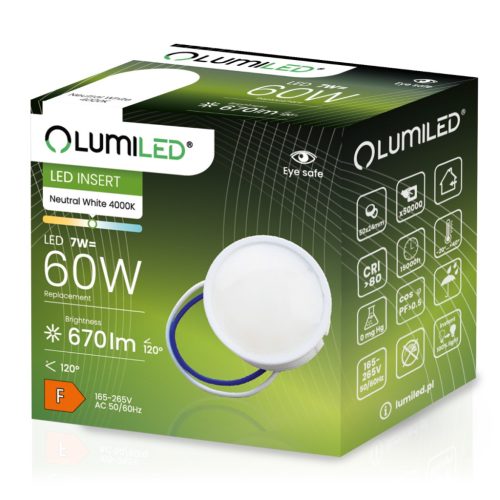 Betét LED-es lámpatestekhez MR16 INSERT Modul Milky 7W = 60W 120° 670lm 4000K Semleges LUMILED