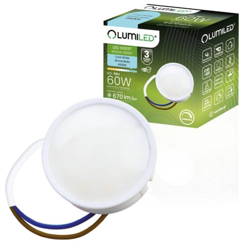 LED lámpatest betét modul INSERT Milky 7W = 60W 120° 670lm 6500K Cold DIM LUMILED