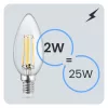 LED izzó E14 B35 2W = 25W 249lm 3000K Meleg 360°-os izzószál LUMILED
