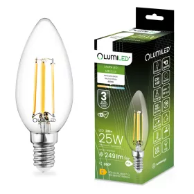   LED izzó E14 B35 2W = 25W 249lm 4000K semleges 360°-os izzószál LUMILED