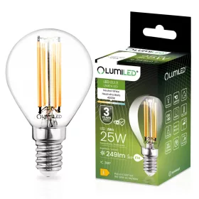   LED izzó E14 P40 2W = 25W 249lm 4000K semleges 360°-os izzószál LUMILED