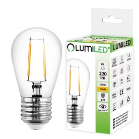   LED GOLYÓS IZZÓS IZZÓ A GiRLAND E27 ST45-HOZ 2W = 20W 220lm 3000K Meleg LUMILED