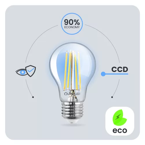 LED izzó E27 A60 4W = 40W 470lm 3000K meleg 360°-os izzószál LUMILED