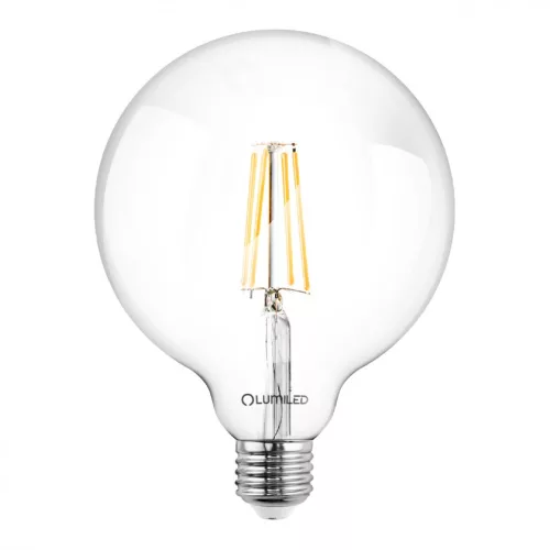 E27 G125 LED izzó 8W = 65W 880lm 3000K meleg 360° LUMILED izzószál