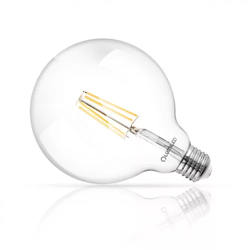 E27 G125 LED izzó 8W = 65W 880lm 3000K meleg 360° LUMILED izzószál