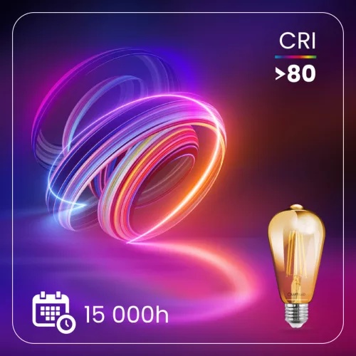 LED izzó E27 ST64 4W = 35W 440lm 2000K meleg 360°-os izzószál LUMILED