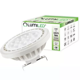   G53 AR111 LED izzó 15W = 100W 1521lm 4000K Semleges 38° 12V LUMILED