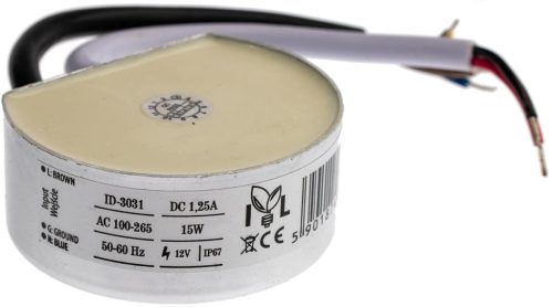 Vízálló tápegység 12V 15W 1.25A IP67 ID-3031