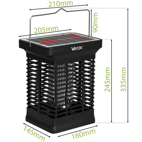 Rovarölő lámpa, elektromos, napelemes csapdalámpa, 2 az 1-ben, 3 W, legyek, szúnyogok, rovarok ellen, VAYOX