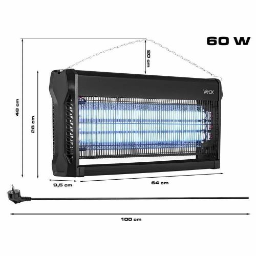 Rovarölő lámpa, elektromos csapda, 300m², 60W, legyek, szúnyogok, rovarok ellen, VAYOX