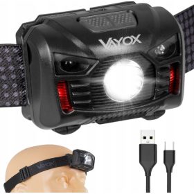   Újratölthető LED-es fényszóró mozgásérzékelővel XM-L Q5 3W VA0020 VAYOX