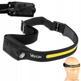   LED-es újratölthető fejlámpa COB+XPE 350lm IPX4 mozgásérzékelővel, 5 mód VAYOX