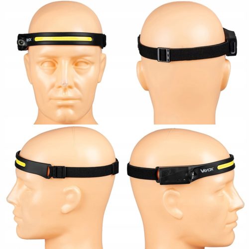 LED-es újratölthető fejlámpa COB+XPE 350lm IPX4 mozgásérzékelővel, 5 mód VAYOX