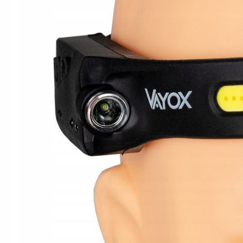 LED-es újratölthető fejlámpa COB+XPE 350lm IPX4 mozgásérzékelővel, 5 mód VAYOX