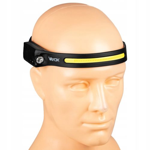 LED-es újratölthető fejlámpa COB+XPE 350lm IPX4 mozgásérzékelővel, 5 mód VAYOX