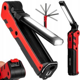   Újratölthető műhelyi zseblámpa, összecsukható mágneses COB + LED, 140lm + 360lm, VA0104, Vayox