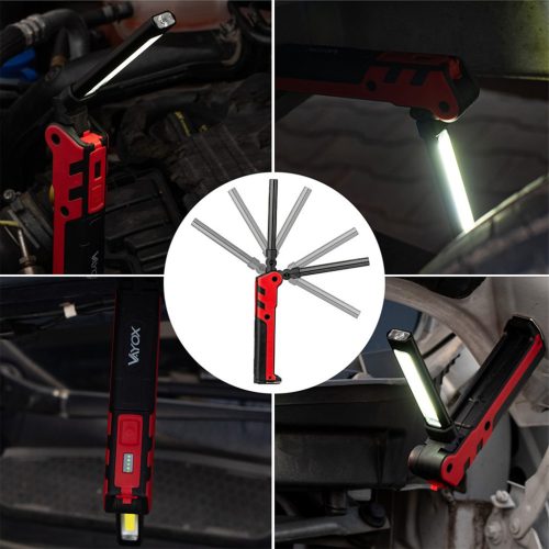 Újratölthető műhelyi zseblámpa, összecsukható mágneses COB + LED, 140lm + 360lm, VA0104, Vayox