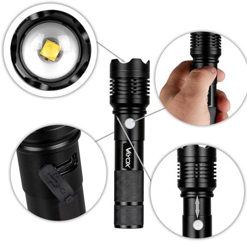 Taktikai LED zseblámpa kézi lámpa Erőteljes XHP50 800lm ZOOM USB-C VA0116 Vayox