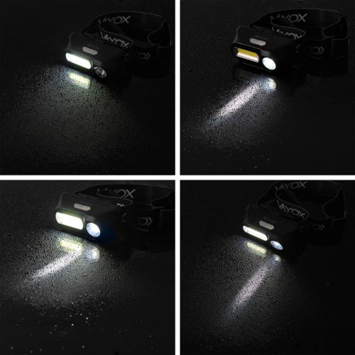 Újratölthető LED fejlámpa 250lm XPE + COB LED 7 üzemmód VAYOX