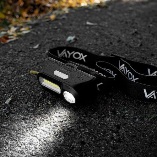 Újratölthető LED fejlámpa 250lm XPE + COB LED 7 üzemmód VAYOX