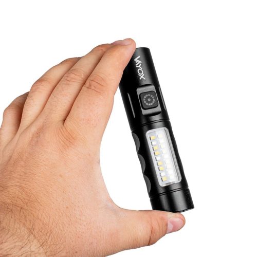 Újratölthető LED zseblámpa, klasszikus, 5 W, 250 lm, kézilámpa, nagy teljesítményű LED + SMD, VA0184, VAYOX