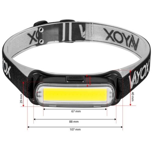 Újratölthető fejlámpa 300lm COB LED 4 üzemmód VAYOX
