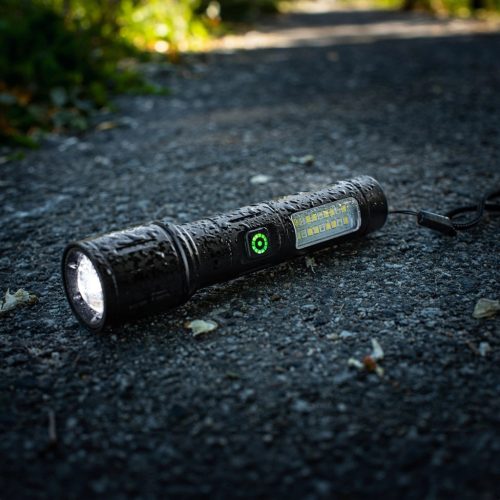 Újratölthető LED zseblámpa, taktikai, 5 W, 260 lm, kézilámpa, erős + SMD, VA0184, VAYOX