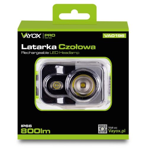 ZSEBLÁMPA Újratölthető fejlámpa LED 800LM CREE + SMD PRO SZÉRIA VA0196 VAYOX