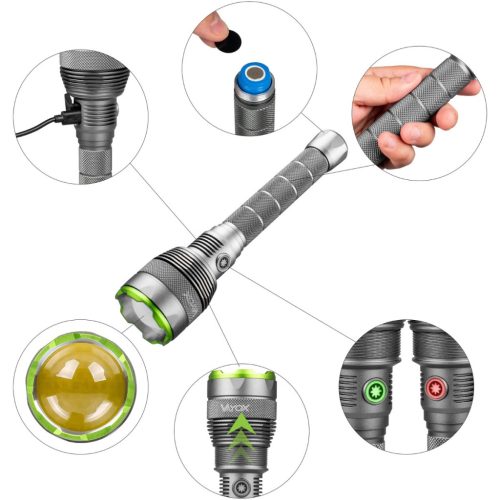 Taktikai LED zseblámpa vízálló újratölthető USB-C 10000lm IPX7 / OB 4 Vayox