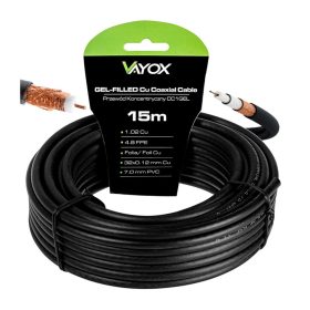   Kábel koaxiális antenna kábel réz gél CU föld 4K Full HD fekete 15M VAYOX