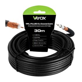   Kábel koaxiális antenna kábel réz gél CU föld 4K Full HD fekete 30M VAYOX