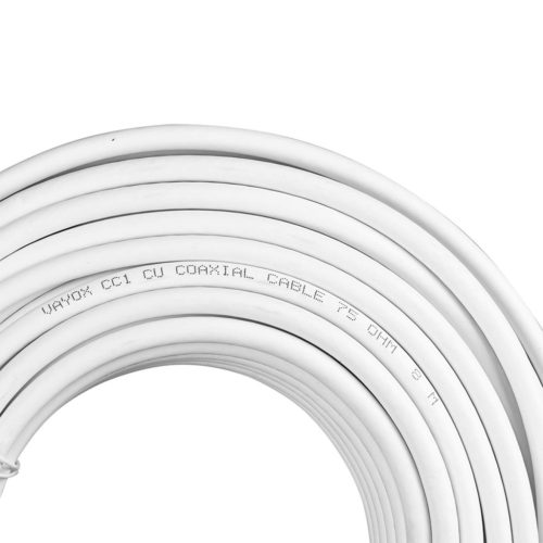 Kábel koaxiális antenna kábel réz gél CU föld 4K Full HD fehér 30M VAYOX