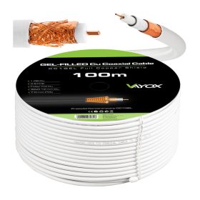   Kábel koaxiális antenna kábel réz gél CU föld 4K Full HD fehér 100M VAYOX